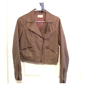 Faux leather moto jacket