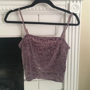 Purple velvet detailed crop top