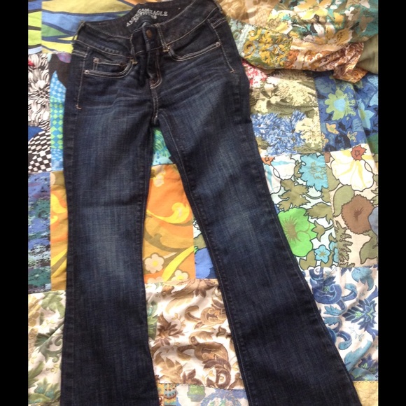 American Eagle Artist Stretch Jeans Bootcut Dark Denim Size 0 - Picture 1 of 4
