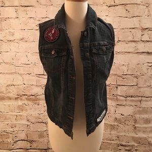 Denim Motorcycle Patched Vest