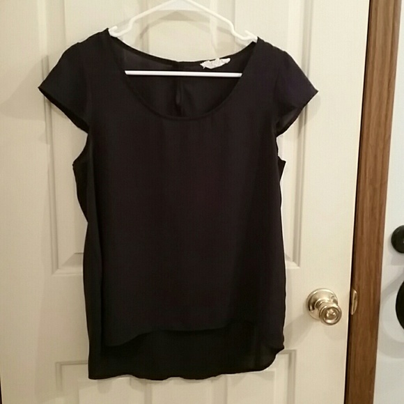 Navy Blue Semi Sheer Blouse - Picture 1 of 2