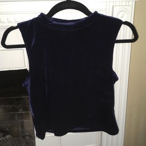Dark blue velvet crop top