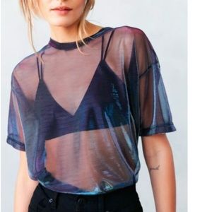 Silence + Noise shimmer mesh tee