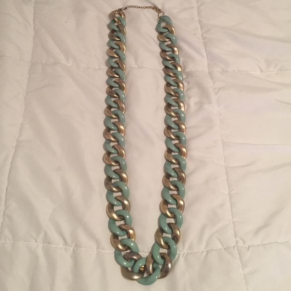 Turquoise chain link long necklace
