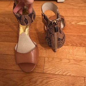 Michael Kors tan and snake sandals