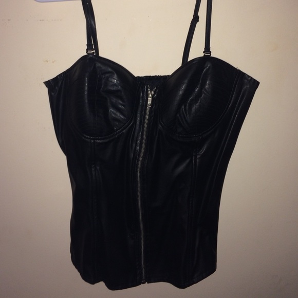 Zip up leather camisole