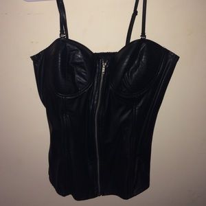 Zip up leather camisole