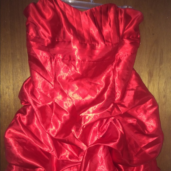 Red Strapless Jessica McClintock Dress - Picture 1 of 4