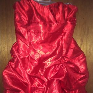 Red Strapless Jessica McClintock Dress