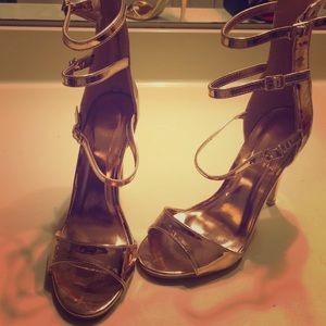 Misguided barely there rose gold strappy heels