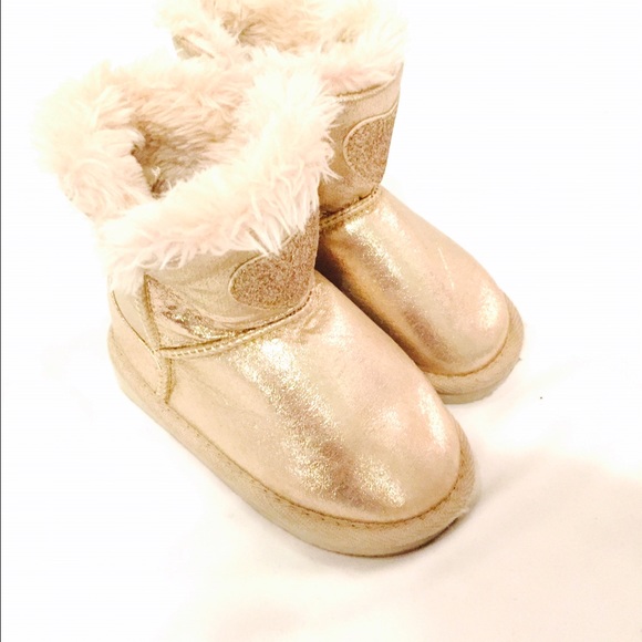 gold snow boots