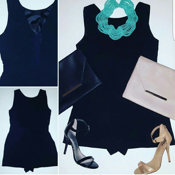 FINAL PRICE Black Romper with open lace back, sz M
