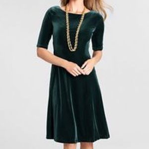 Lands' End Green Velvet Dress