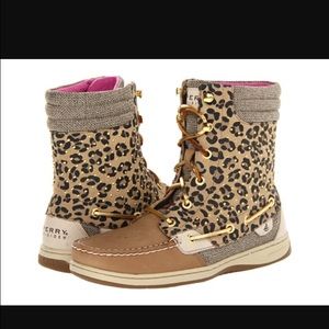 Sperry Hikerfish Studded Leopard Boots