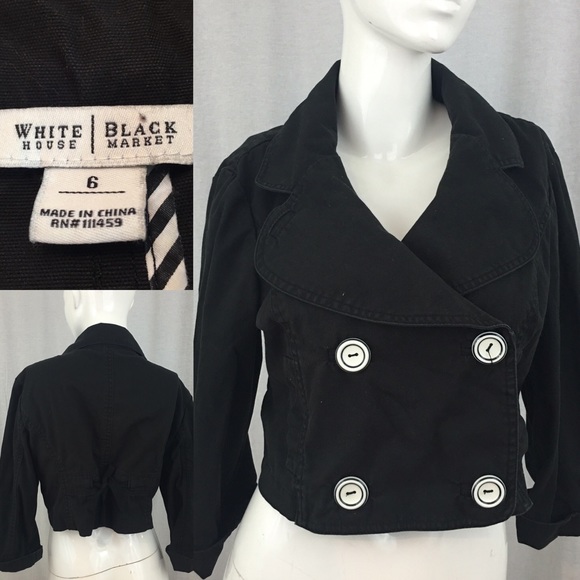 White House Black Market Jackets & Blazers - 💌 6 WHBM Cropped Black Denim Button Front Jacket