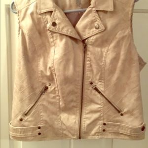Leather zip up vest