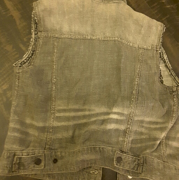 Edgy distressed "denim" vest - Picture 3 of 4
