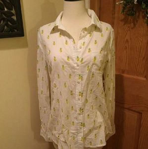 Long sleeve button up pineapple