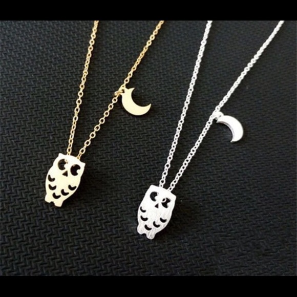 Cute Half Moon Night Owl necklace