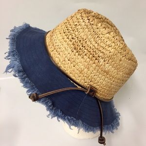 Sperry Top Sider Hat Nautical Denim and Straw