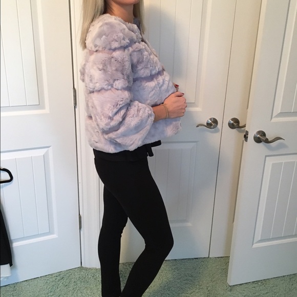 šBomber Style Fur and Suede Jacket L - Picture 2 of 8