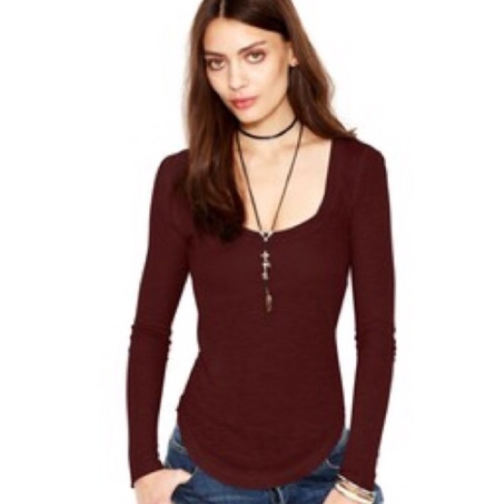 🍀 NWT! Free People Maroon Layering Top