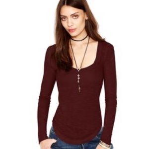 🍀 NWT! Free People Maroon Layering Top