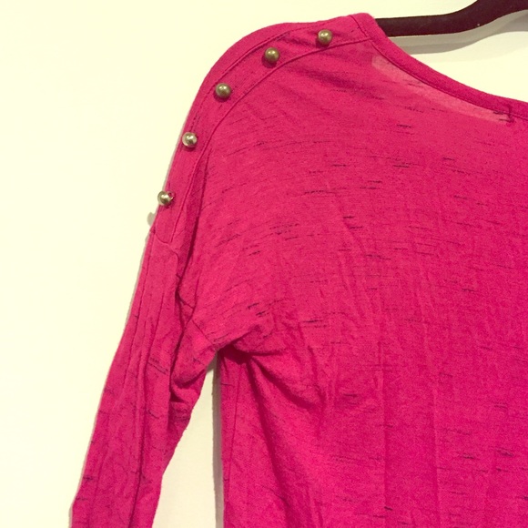 🔴 Forever 21 pink top gold buttons black S