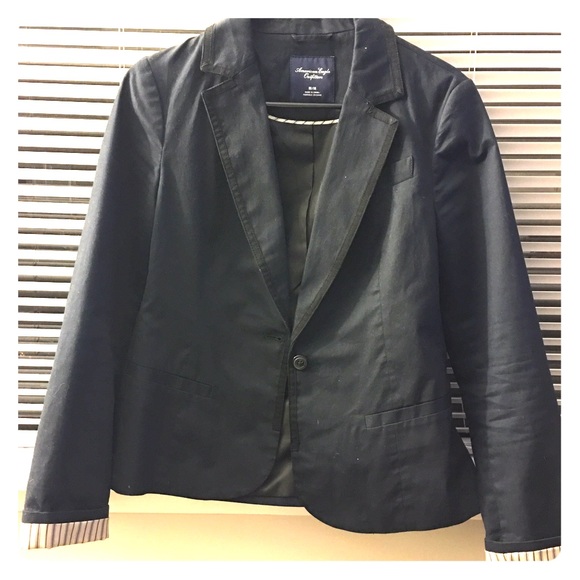 American Eagle Outfitter Navy Blazer w/ Black Trim