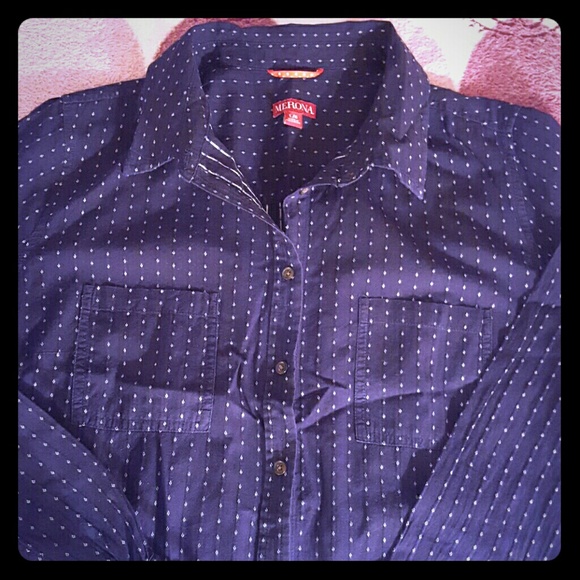 Merona Blue Button Down Pattern Top