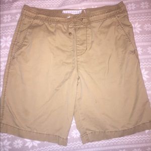 String adjustable waistband khaki flatfront shorts