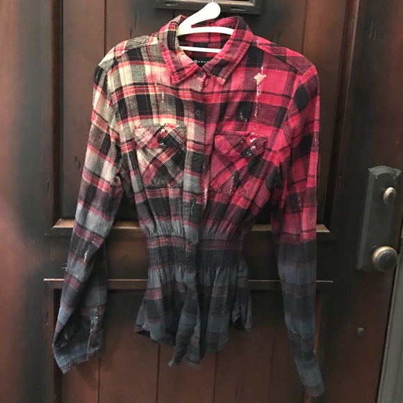 By Buckle plaid distressed button-down shirt