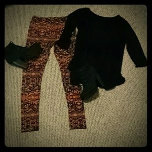 Adorable black and orange leggings