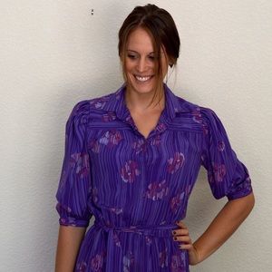 Vintage purple floral 60's style dress