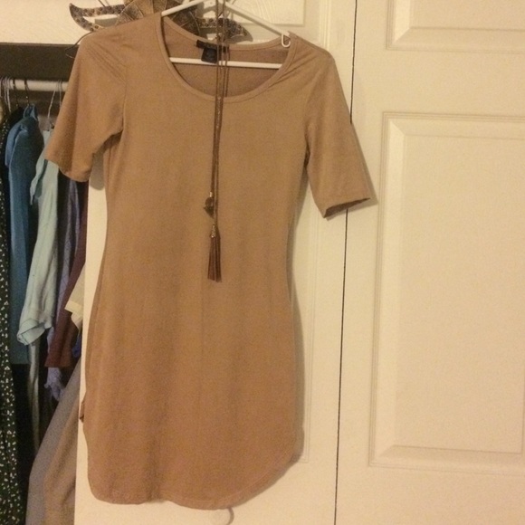 Tan suede mini dress