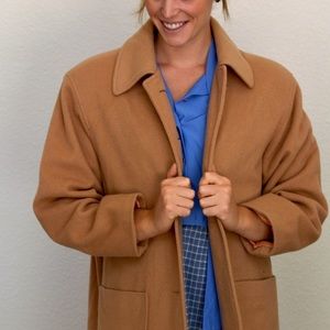 Classic vintage camel coat with pockets