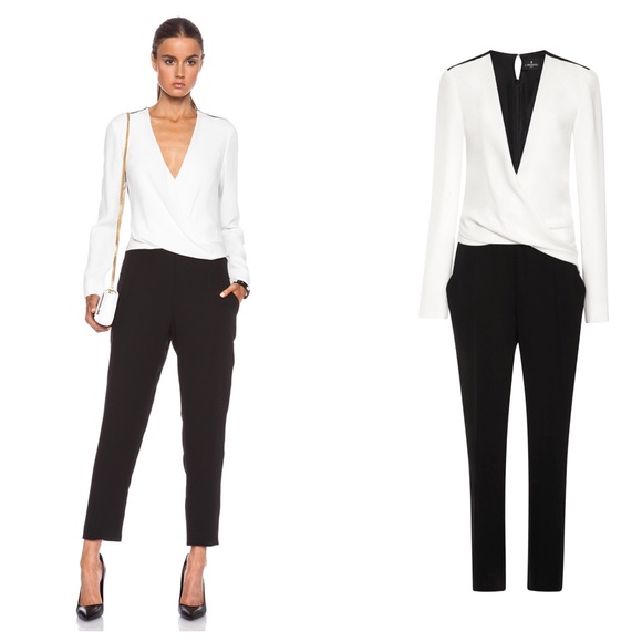 J. Mendel L/S V-Neck Jumpsuit w/ Draped Bodice - Picture 2 of 2