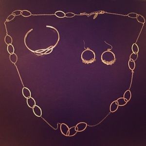 Silver Jewelry Bundle Earrings, Necklace, Bracelet