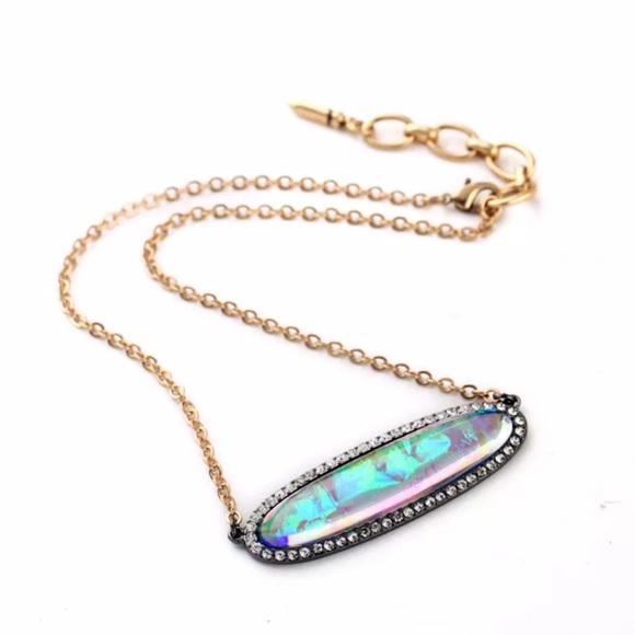 Bar Opal Bronze Necklace