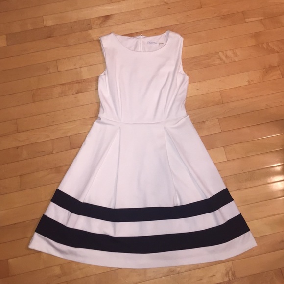 Classic Ivory and Black Calvin Klein Dress