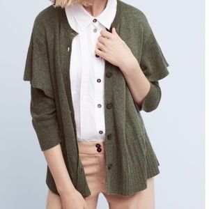 Anthropologie Ruffled Shoulder Cardigan