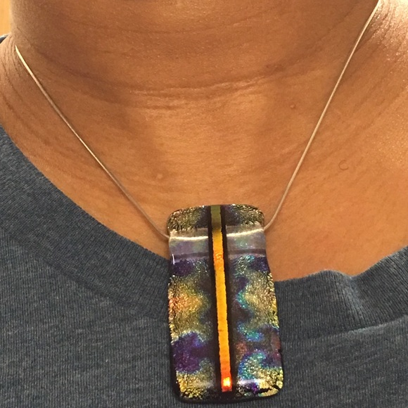 Beautiful dichroic glass slide/pendant!! No chain. - Picture 3 of 4