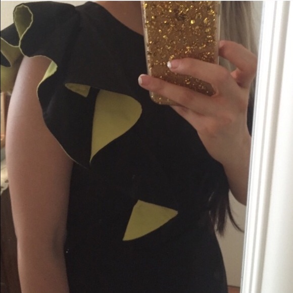 CALVIN KLEIN black shoulder ruffle dress - Picture 3 of 3