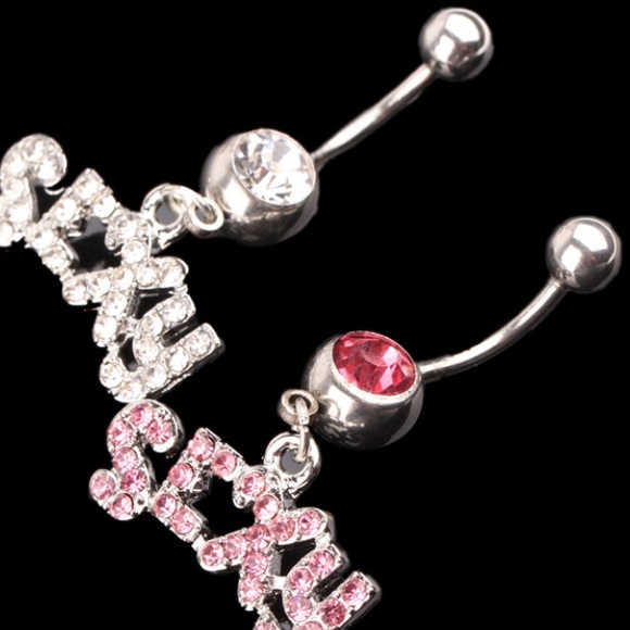 Pink or silver sexy belly button ring - Picture 2 of 2