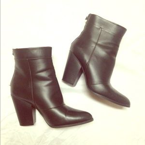 Black faux leather booties