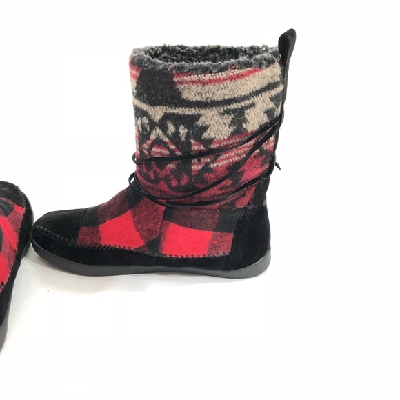 NEW Madden Girl Plaid Red Black Womens Boots Sz 7 - Picture 5 of 7