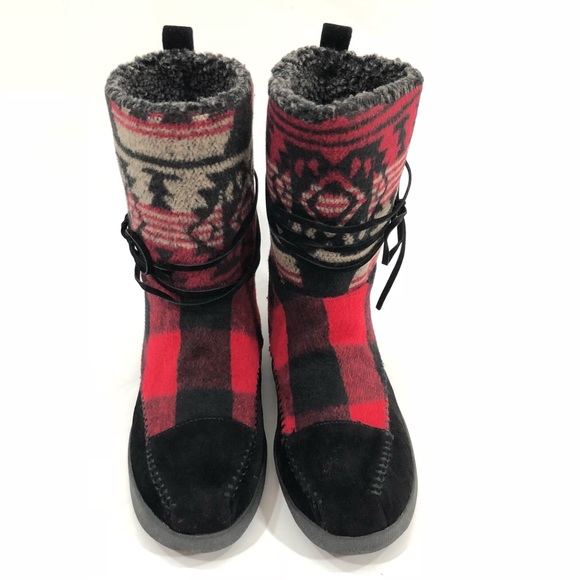 NEW Madden Girl Plaid Red Black Womens Boots Sz 7 - Picture 6 of 7