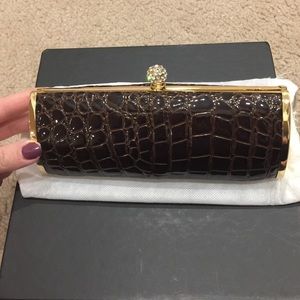 Brown and gold evening bag clutch