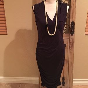 Black long flirty dress.