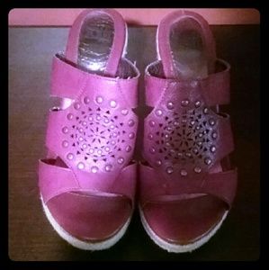 Red Studded Wedges